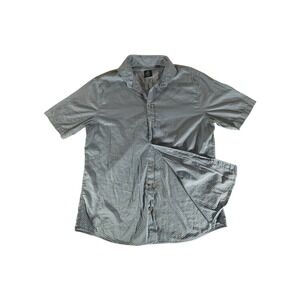 Johnnie-O Shirt Adult Medium Blue Flower All Over Print Short Sleeve Button Down